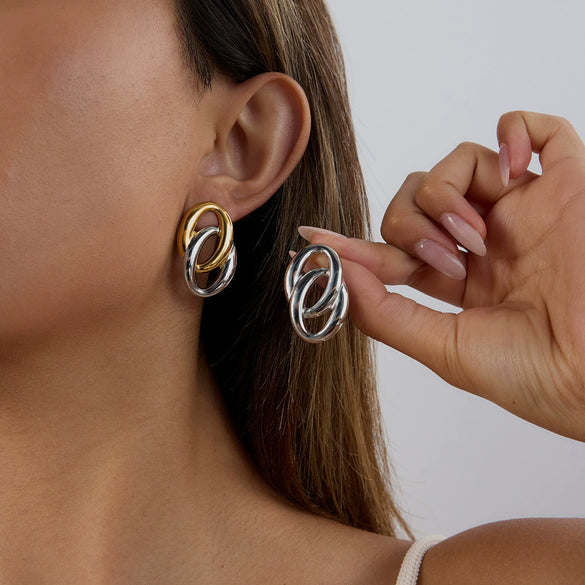 Stainless Steel Geometric Earrings Light Luxury Electroplating Design Sense Niche Women's