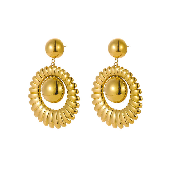 Stainless Steel Geometric Earrings Plated With 18K Gold And Silver French Retro Style Women's Fashion Jewelry