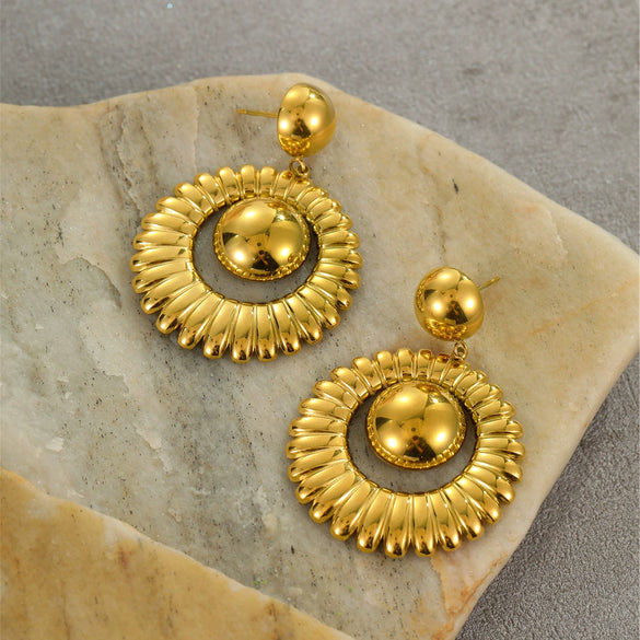 Stainless Steel Geometric Earrings Plated With 18K Gold And Silver French Retro Style Women's Fashion Jewelry