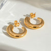 Stainless Steel Geometric Earrings Threepiece Set Electroplated Women's Jewelry