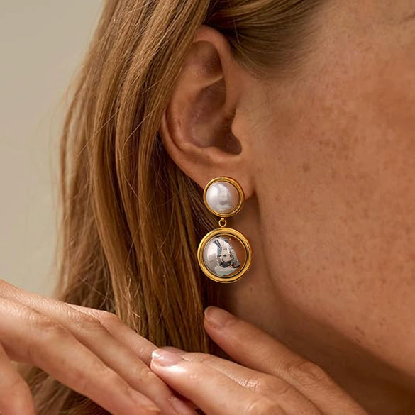 Stainless Steel Geometric Earrings With Electroplating For Women