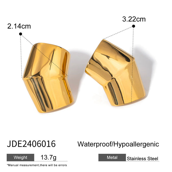 Stainless Steel Geometric Earrings With Electroplating For Women