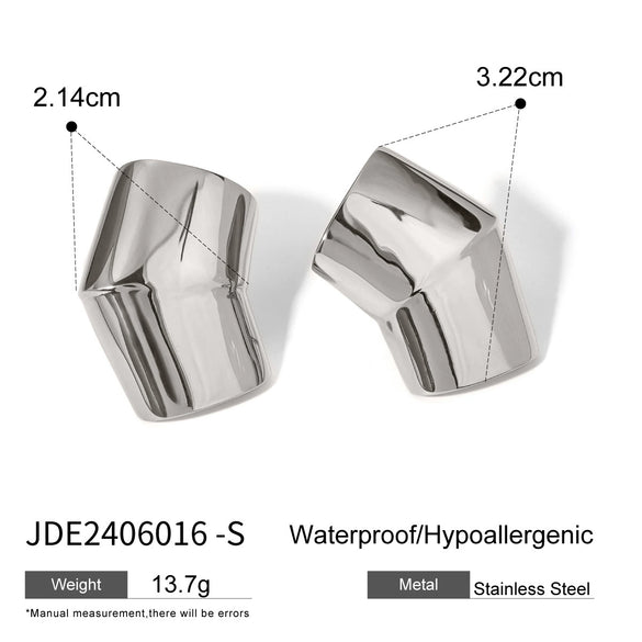Stainless Steel Geometric Earrings With Electroplating For Women