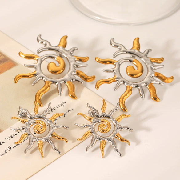 Stainless Steel Geometric Earrings With Electroplating For Women