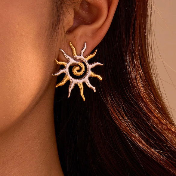 Stainless Steel Geometric Earrings With Electroplating For Women