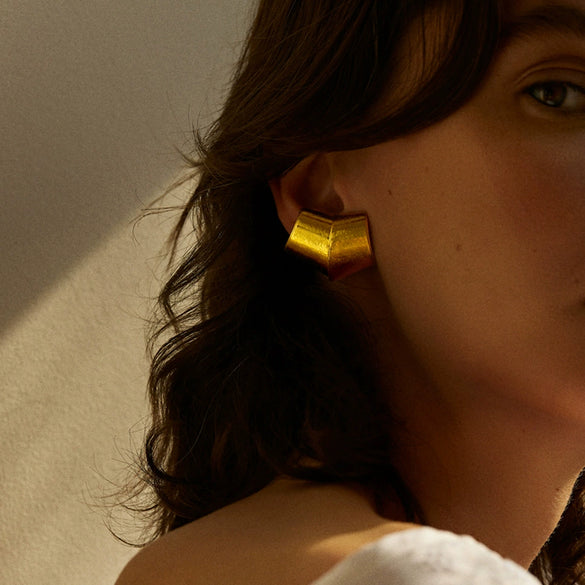 Stainless Steel Geometric Earrings With Electroplating For Women