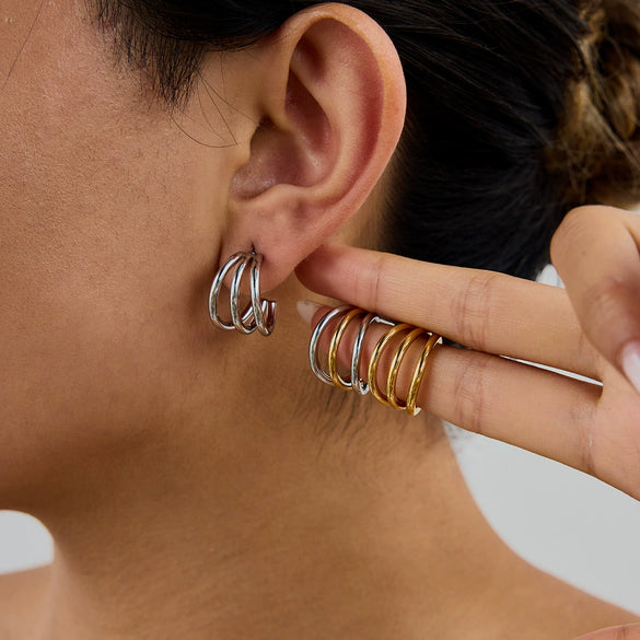 Stainless Steel Geometric Earrings With Electroplating Minimalist Design Light Luxury Highend Jewelry