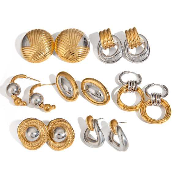 Stainless Steel Geometric Earrings With Electroplating Treatment