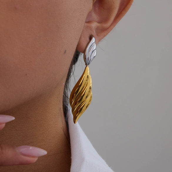 Stainless Steel Geometric Earrings With Electroplating