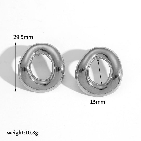 Stainless Steel Geometric Earrings With Electroplating
