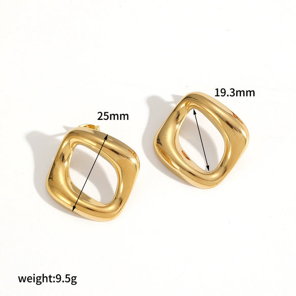 Stainless Steel Geometric Earrings With Electroplating