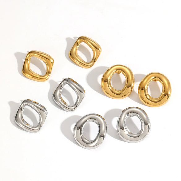 Stainless Steel Geometric Earrings With Electroplating