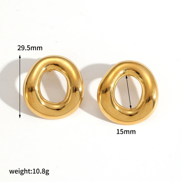Stainless Steel Geometric Earrings With Electroplating