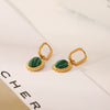 Stainless Steel Geometric Earrings With Malachite Inlay And Pvd Process For Women