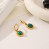 Stainless Steel Geometric Earrings With Malachite Inlay And Pvd Process For Women