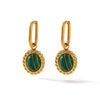 Stainless Steel Geometric Earrings With Malachite Inlay And Pvd Process For Women