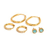 Stainless Steel Geometric Earrings With Rhinestones And Electroplating Treatment For Women