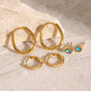 Stainless Steel Geometric Earrings With Rhinestones And Electroplating Treatment For Women