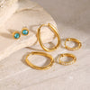 Stainless Steel Geometric Earrings With Rhinestones And Electroplating Treatment For Women