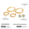 Stainless Steel Geometric Earrings With Rhinestones And Electroplating Treatment For Women