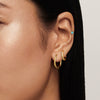 Stainless Steel Geometric Earrings With Rhinestones And Electroplating Treatment For Women
