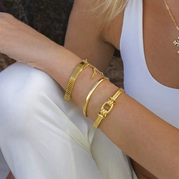 Stainless Steel Geometric Electroplated Bracelet