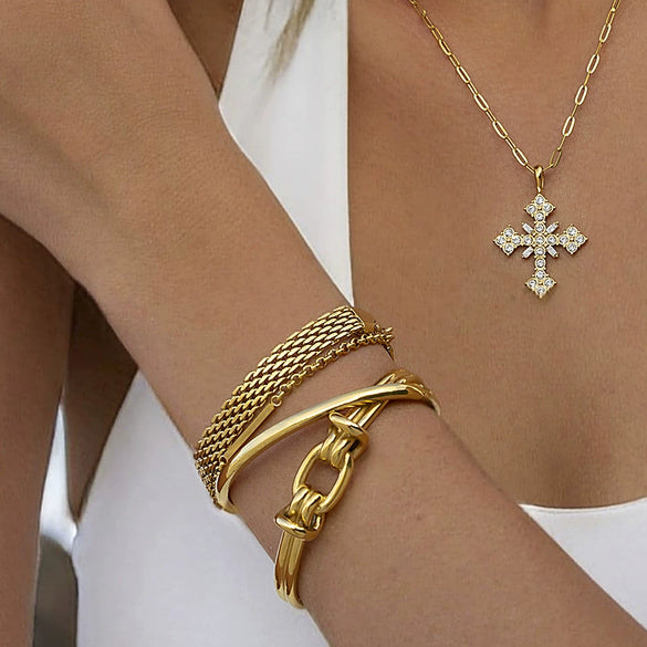 Stainless Steel Geometric Electroplated Bracelet