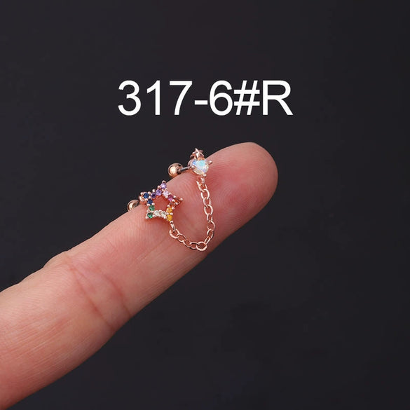 Stainless Steel Geometric Electroplated Ear Bone Screw Ball Piercing Earring