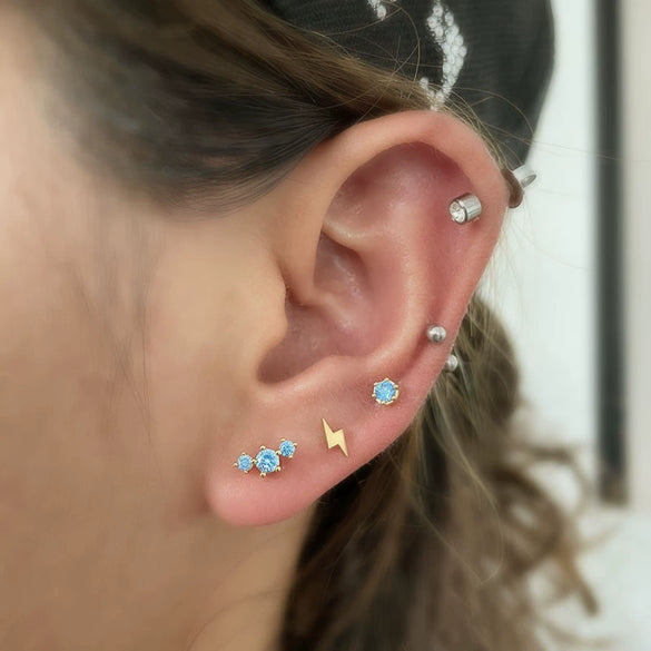 Stainless Steel Geometric Electroplated Ear Nail Piercing Jewelry