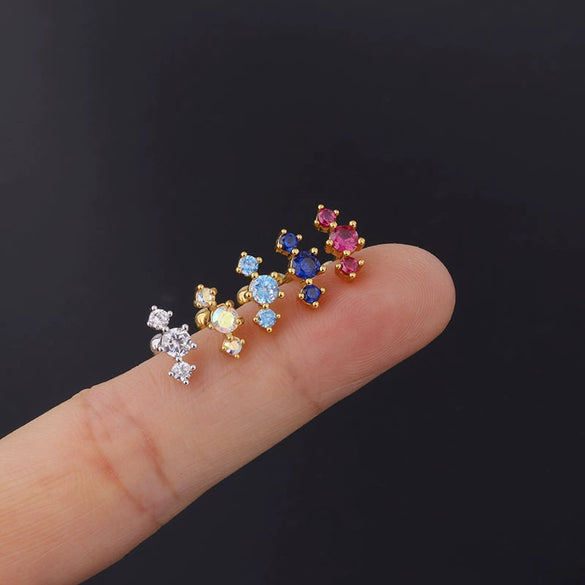 Stainless Steel Geometric Electroplated Ear Nail Piercing Jewelry