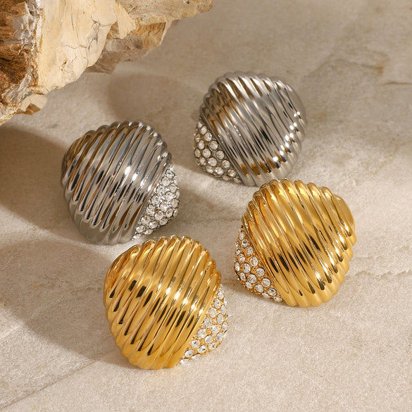 Stainless Steel Geometric Electroplated Earrings For Women
