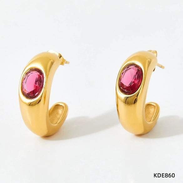 Stainless Steel Geometric Electroplated Earrings For Women