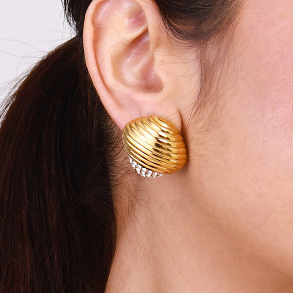 Stainless Steel Geometric Electroplated Earrings For Women