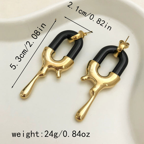 Stainless Steel Geometric Electroplated Earrings
