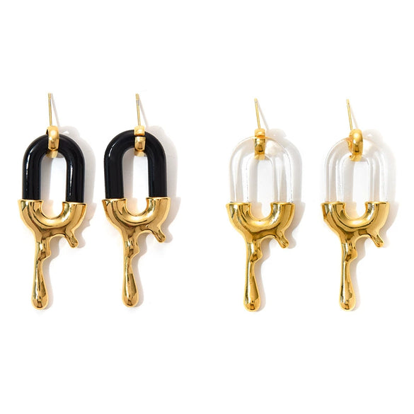 Stainless Steel Geometric Electroplated Earrings