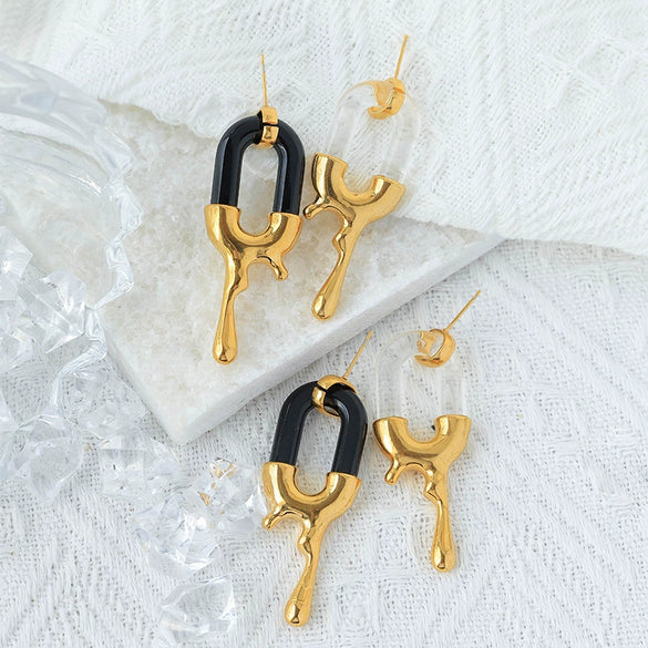 Stainless Steel Geometric Electroplated Earrings
