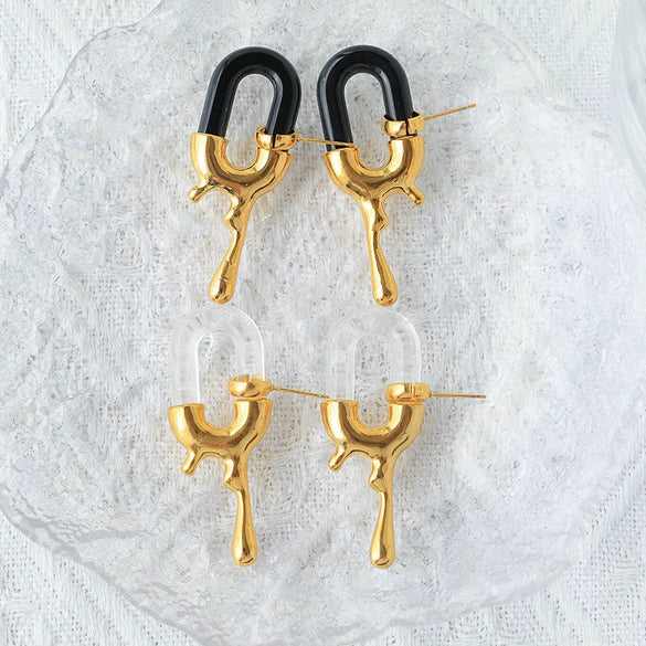 Stainless Steel Geometric Electroplated Earrings