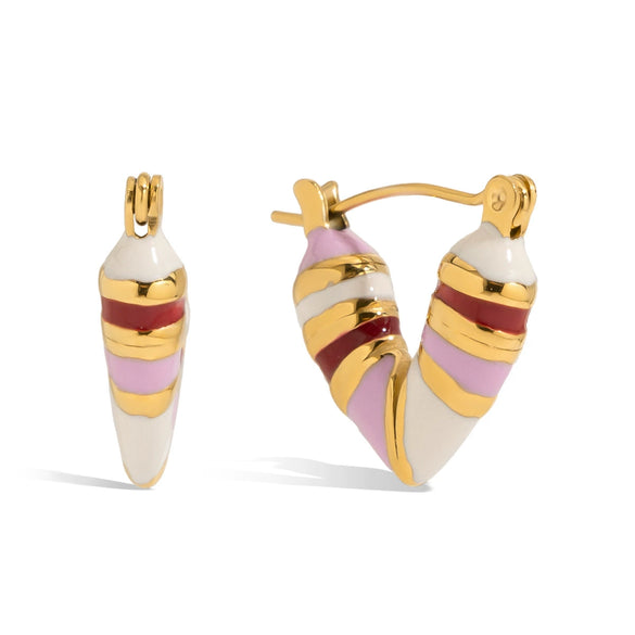 Stainless Steel Geometric Electroplated Light Luxury Pink Oil Dropping Women's Earrings