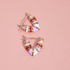 Stainless Steel Geometric Electroplated Light Luxury Pink Oil Dropping Women's Earrings