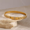Stainless Steel Geometric Electroplated Rhinestone Buckle Bracelet