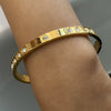 Stainless Steel Geometric Electroplated Rhinestone Buckle Bracelet