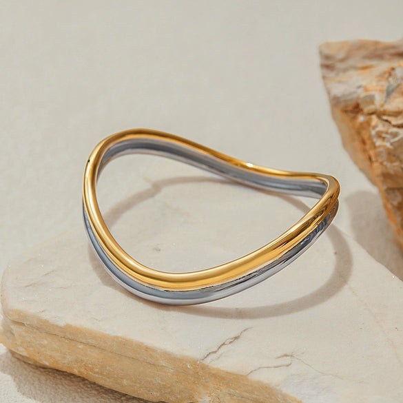 Stainless Steel Geometric Electroplated Ring Bracelet Jewelry For Women
