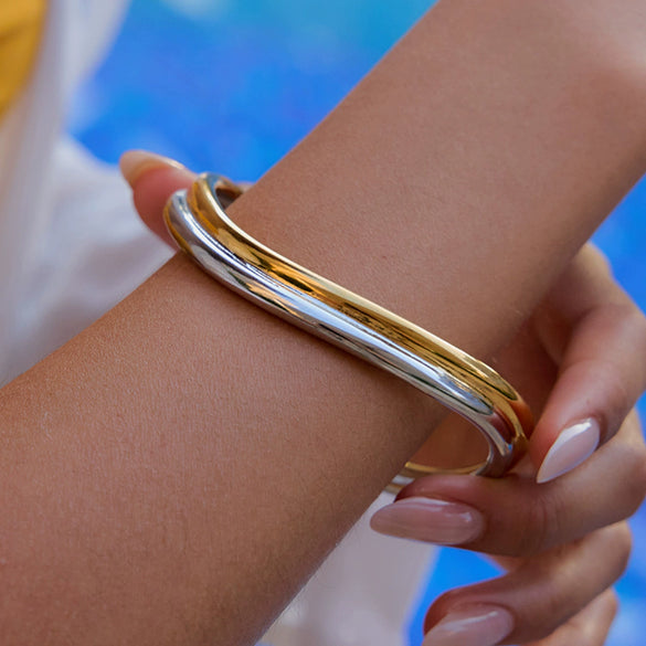 Stainless Steel Geometric Electroplated Ring Bracelet Jewelry For Women