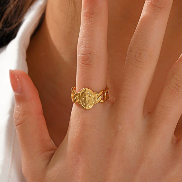 Stainless Steel Geometric Electroplated Ring For Women