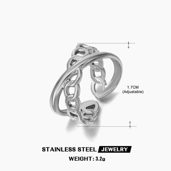 Stainless Steel Geometric Electroplated Ring For Women