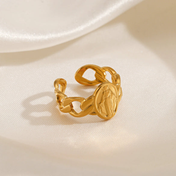 Stainless Steel Geometric Electroplated Ring For Women