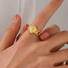 Stainless Steel Geometric Electroplated Ring For Women
