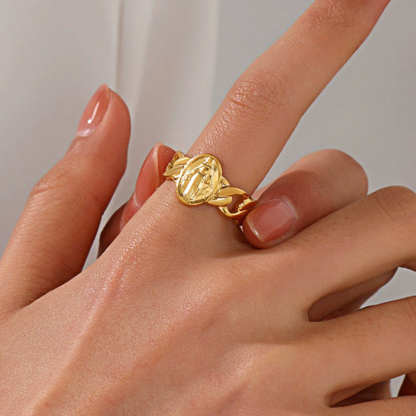Stainless Steel Geometric Electroplated Ring For Women