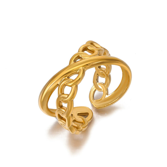 Stainless Steel Geometric Electroplated Ring For Women
