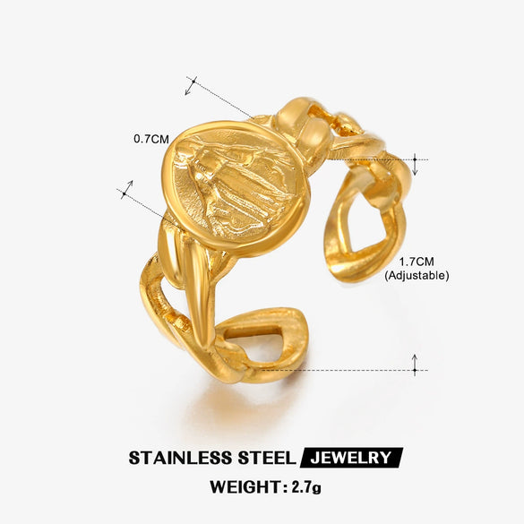 Stainless Steel Geometric Electroplated Ring For Women